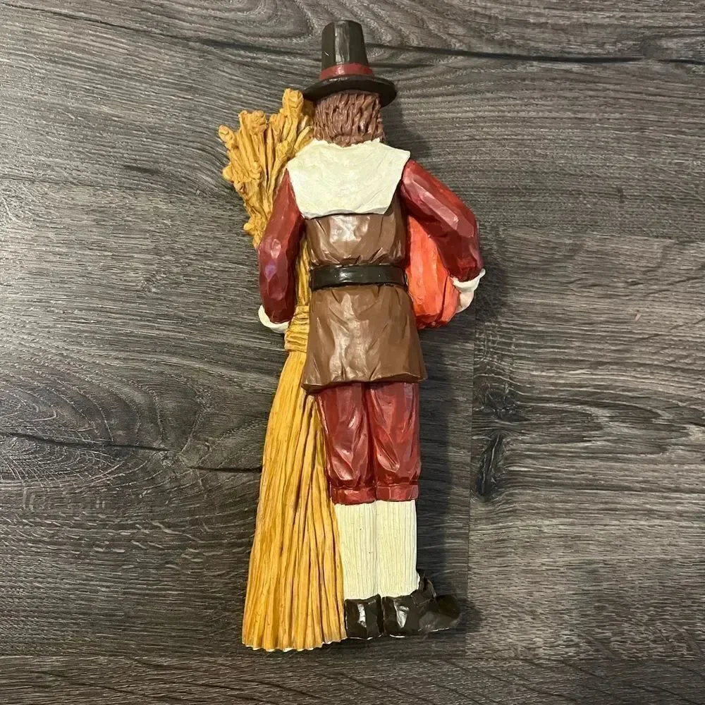 Pilgrim Man 10” Thanksgiving Fall Harvest Statue Figure Autumn Decoration